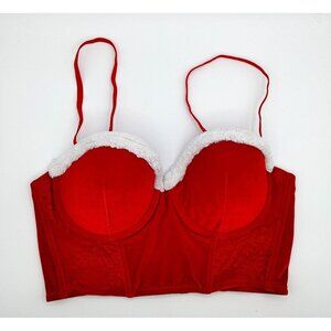 Rose & Vine Red Christmas Santa Bustier Bra Size M Push-Up